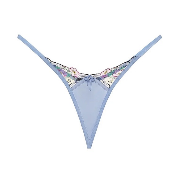 For Love And Lemons Louise Thong Panty Blue XS NEW - Picture 2 of 8